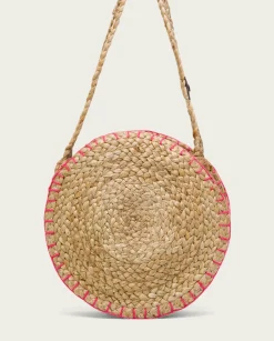 Bolso Redondo Yute Natural Fucsia Portixol
