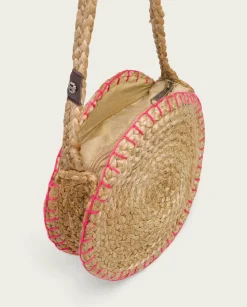 Bolso Redondo Yute Natural Fucsia Portixol