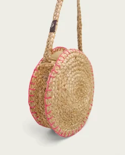 Bolso Redondo Yute Natural Fucsia Portixol