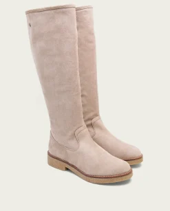 Botas Altas Planas Arena Con Cremallera Vega
