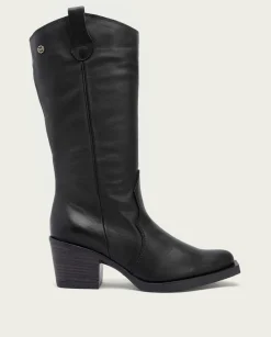 Botas Cowboy Negra Con Cremallera Julia