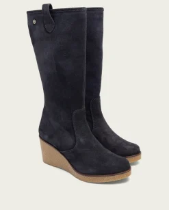 Botas De Cuña Carbon Con Cremallera Marina
