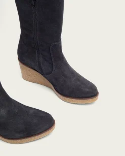 Botas De Cuña Carbon Con Cremallera Marina
