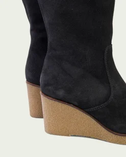 Botas De Cuña Carbon Con Cremallera Marina