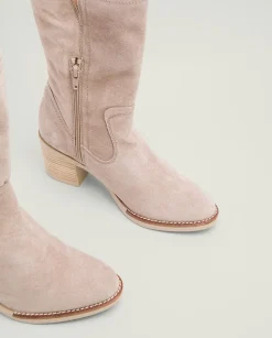 Botas De Tacón Arena Con Cremallera Nia