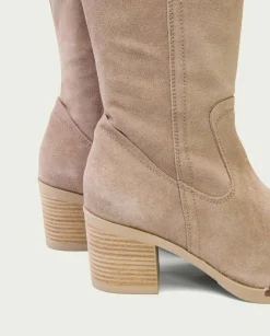 Botas De Tacón Arena Con Cremallera Nora