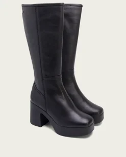 Botas De Tacón Negro Con Cremallera Lea
