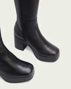 Botas De Tacón Negro Con Cremallera Lea