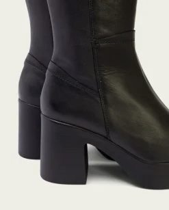 Botas De Tacón Negro Con Cremallera Lea