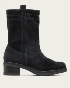 Botas Planas Carbon Con Tiradores Paula