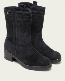 Botas Planas Carbon Con Tiradores Paula