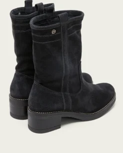Botas Planas Carbon Con Tiradores Paula