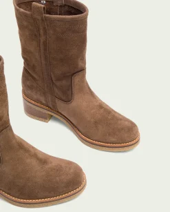 Botas Planas Moka Con Tiradores Paula