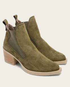 Botines Cowboy Kaki Con Elasticos Jackie