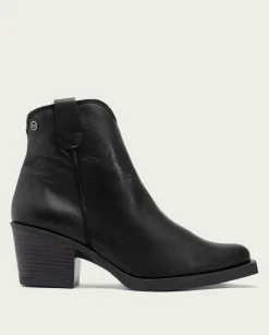 Botines Cowboy Negro Con Cremallera Jade