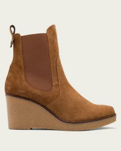 Botines De Cuña Cuero Con Elasticos Malena