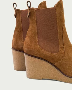 Botines De Cuña Cuero Con Elasticos Malena