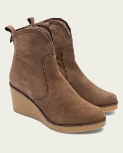 Botines De Cuña Moka Con Cremallera Mabel