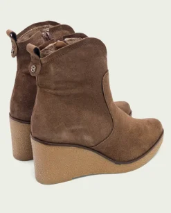 Botines De Cuña Moka Con Cremallera Mabel
