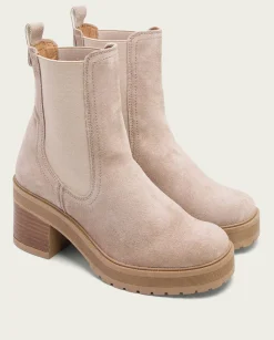 Botines De Tacón Arena Con Elasticos Rea
