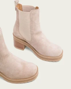 Botines De Tacón Arena Con Elasticos Rea