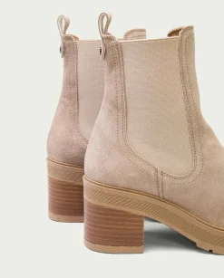 Botines De Tacón Arena Con Elasticos Rea
