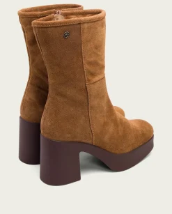 Botines De Tacón Cuero Con Cremallera Lisa
