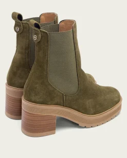 Botines De Tacón Kaki Con Elasticos Rea