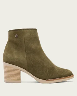Botines De Tacón Kaki Con Cremallera Nala