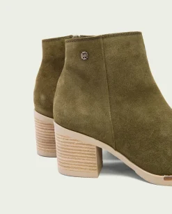 Botines De Tacón Kaki Con Cremallera Nala