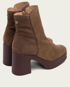 Botines De Tacón Moka Con Cremallera Leta