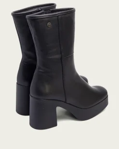 Botines De Tacón Negro Con Cremallera Lana