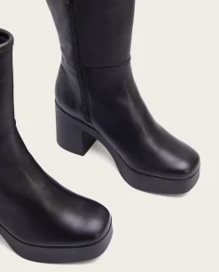 Botines De Tacón Negro Con Cremallera Lana