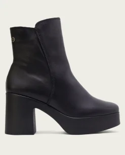 Botines De Tacón Negro Con Cremallera Lia