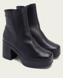 Botines De Tacón Negro Con Cremallera Lia