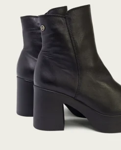 Botines De Tacón Negro Con Cremallera Lia