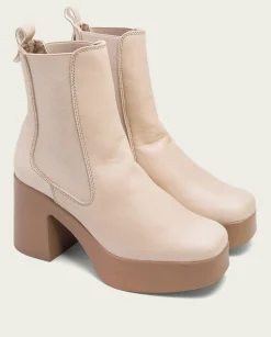 Botines De Tacón Taupe Con Elasticos Laura