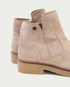 Botines Planos Arena Con Cremallera Valerie