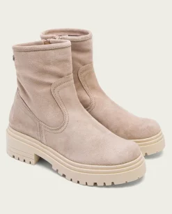 Botines Planos Arena Con Cremallera Sharon