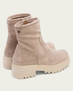 Botines Planos Arena Con Cremallera Sharon