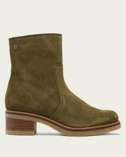 Botines Planos Kaki Con Cremallera Palma