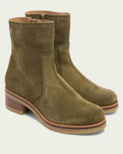 Botines Planos Kaki Con Cremallera Palma
