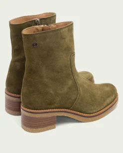 Botines Planos Kaki Con Cremallera Palma