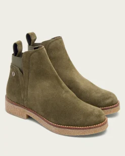 Botines Planos Kaki Con Elasticos Valentina