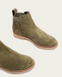 Botines Planos Kaki Con Elasticos Valentina