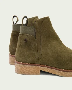 Botines Planos Kaki Con Elasticos Valentina