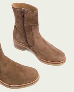 Botines Planos Moka Con Cremallera Palma
