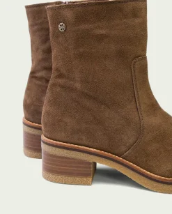 Botines Planos Moka Con Cremallera Palma