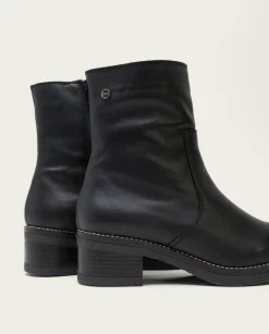 Botines Planos Negros Con Cremallera Pax
