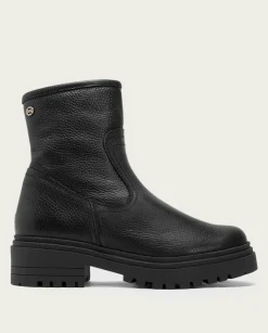 Botines Planos Negros Con Cremallera Shani